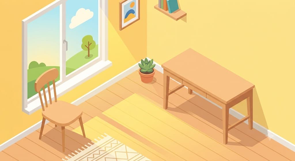 Morning light falling across a plain, uncluttered room with a chair by the window